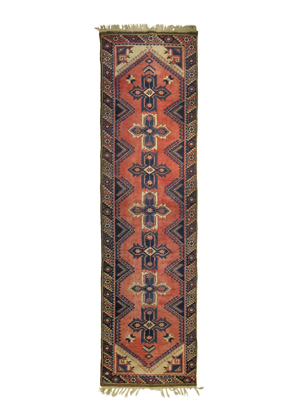 A21787 Oriental Rug Turkish Handmade Runner Tribal 2'7'' x 9'1'' -3x9- Red Blue Geometric Design.jpg