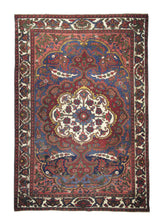 A21901 Persian Rug Bakhtiari Handmade Area Tribal Antique 4'9'' x 7'0'' -5x7- Blue Red Floral Design