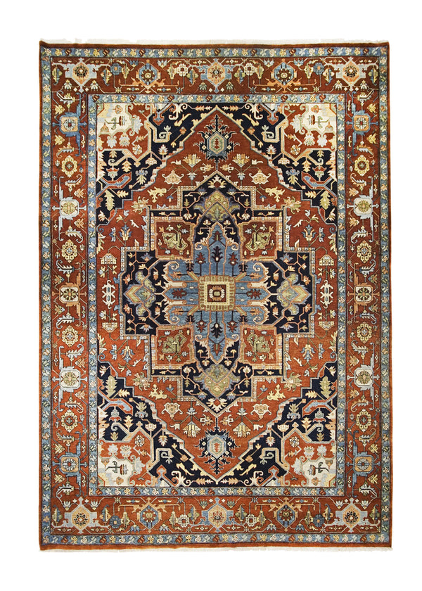 A22253 Oriental Rug Indian Handmade Area Transitional Tribal 9'12'' x 14'0'' -10x14- Red Blue Heriz Geometric Design