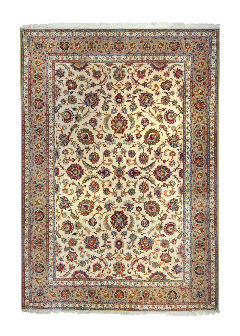 A22320 Persian Rug Kashan Handmade Area Traditional 9'0'' x 12'8'' -9x13- Whites Beige Green Floral Design.jpg