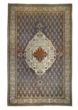 A22340 Oriental Rug Indian Handmade Area Traditional Antique 8'12'' x 14'2'' -9x14- Gray Whites Beige Floral Design