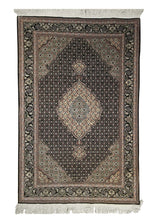 A22391 Oriental Rug Chinese Handmade Area Traditional 4'0'' x 6'1'' -4x6- Black Blue Mahi Fish Design