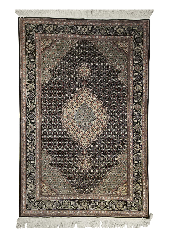 A22391 Oriental Rug Chinese Handmade Area Traditional 4'0'' x 6'1'' -4x6- Black Blue Mahi Fish Design