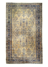 A22667 Persian Rug Lavar Kerman Handmade Area Traditional Antique 11'7'' x 20'0'' -12x20- Orange Blue Floral Design