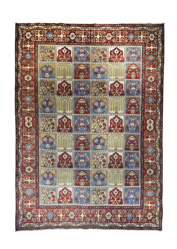 A22722 Persian Rug Bakhtiari Handmade Area Tribal 9'6'' x 12'11'' -10x13- Multi-color Red Garden Design