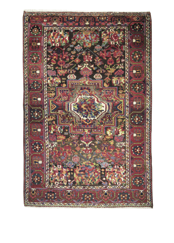 A22791 Persian Rug Bakhtiari Handmade Area Tribal Antique 4'8'' x 6'10'' -5x7- Red Green Floral Design