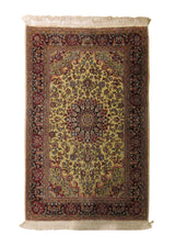 A22796 Oriental Rug Chinese Handmade Area Traditional 2'7'' x 3'11'' -3x4- Yellow Gold Black Hereke Floral Design