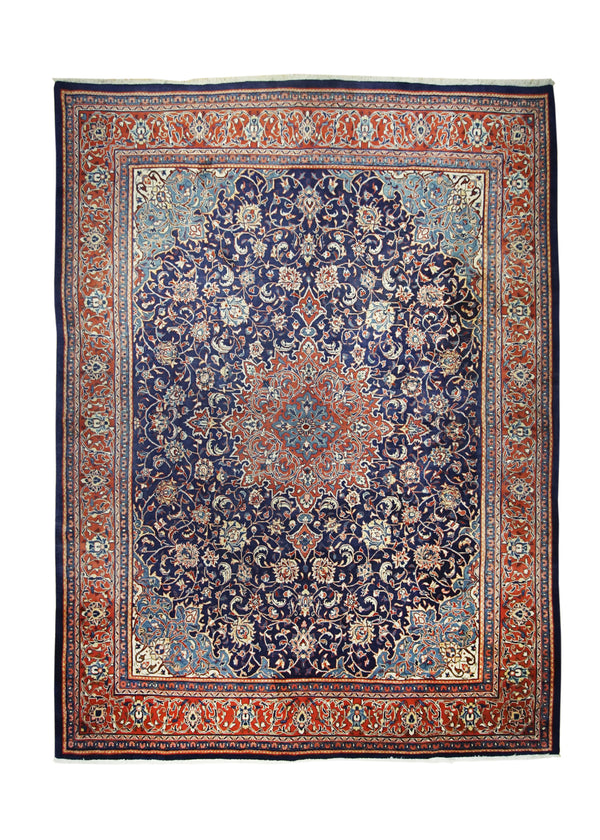 A22833 Persian Rug Mahal Handmade Area Tribal Vintage 9'7'' x 12'10'' -10x13- Blue Red Floral Design