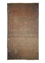 A22849 Persian Rug Bijar Handmade Area Traditional Antique 4'3'' x 7'0'' -4x7- Red Blue Geometric Design