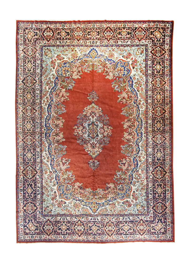 A22879 Persian Rug Mahal Handmade Area Tribal 12'5'' x 17'5'' -12x17- Red Blue Green Open Field Design