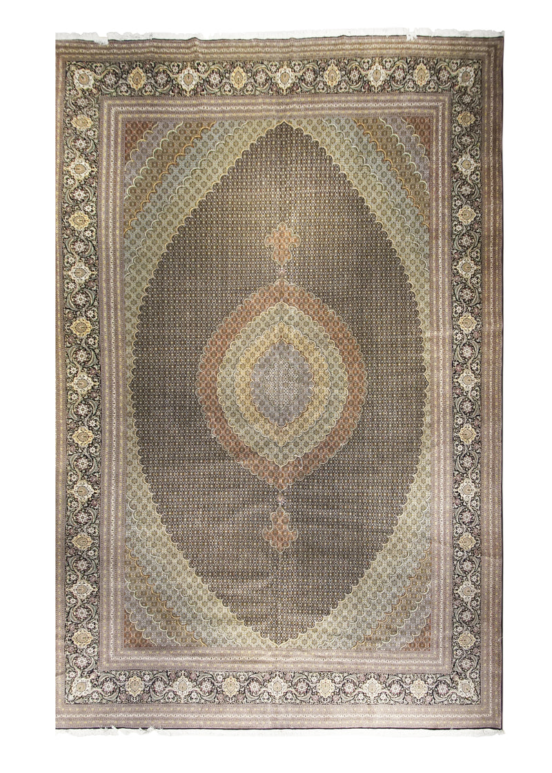 A22884 Persian Rug Tabriz Handmade Area Traditional 13'4'' x 19'8'' -13x20- Blue Green Mahi Fish Design