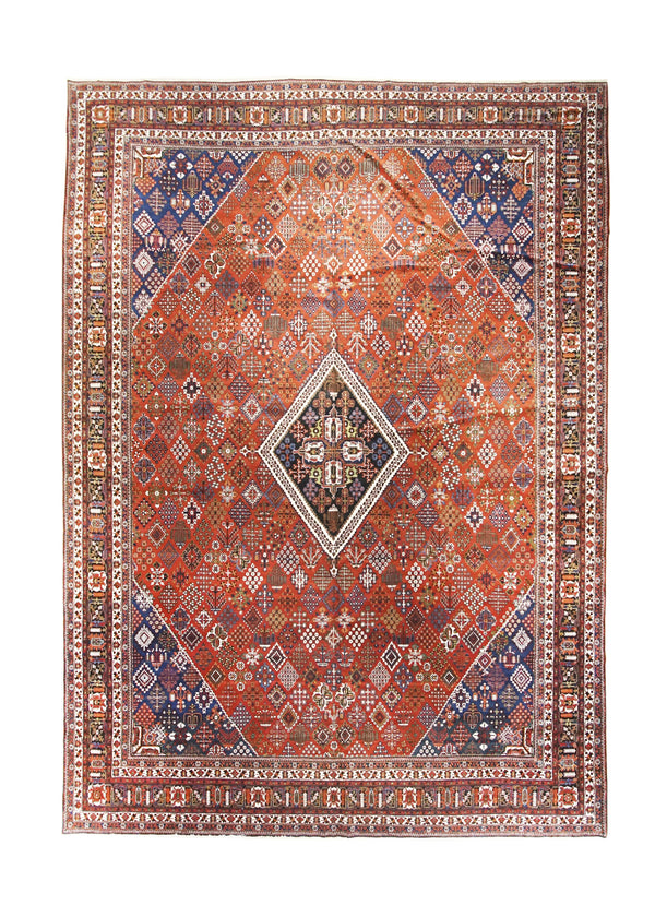 A23040 Persian Rug Meymeh Handmade Area Tribal 12'7'' x 17'7'' -13x18- Red Blue Geometric Design