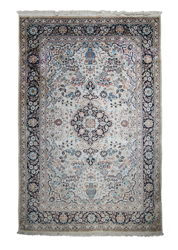 A23071 Oriental Rug Kashmiri Handmade Area Traditional 4'0'' x 6'0'' -4x6- Whites Beige Blue Floral Design