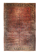 A23103 Persian Rug Sarouk Handmade Area Traditional Antique 12'1'' x 18'4'' -12x18- Red Blue Floral Design