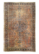 A23105 Persian Rug Sarouk Handmade Area Traditional Antique 12'7'' x 19'5'' -13x19- Red Blue Floral Design