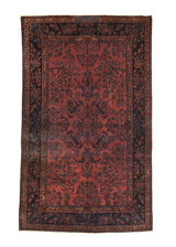 A23149 Persian Rug Kashan Handmade Area Traditional Antique 5'11'' x 8'6'' -6x9- Red Blue Floral Design.jpg