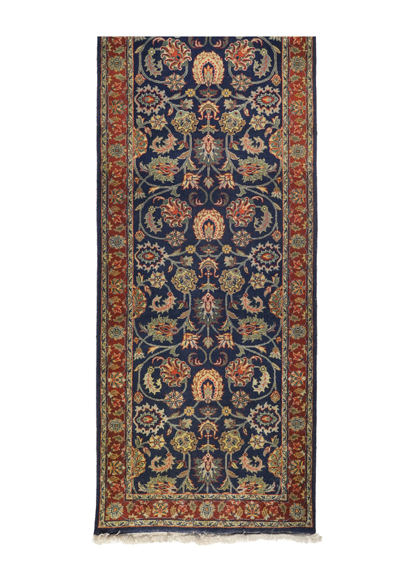 A23180 Oriental Rug Indian Handmade Runner Traditional 2'7'' x 20'5'' -3x20- Blue Red Floral Design