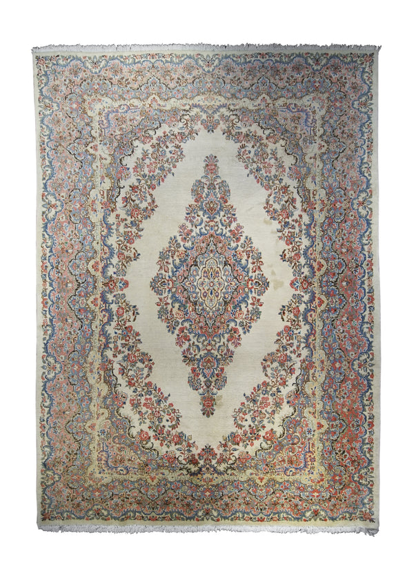 A23202 Persian Rug Ghazvin Handmade Area Traditional 8'11'' x 11'9'' -9x12- Whites Beige Pink Floral Open Field Design
