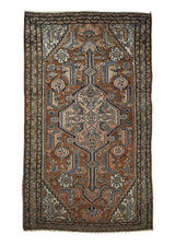 A23212 Persian Rug Malayer Handmade Area Tribal Antique 3'9'' x 6'1'' -4x6- Red Blue Geometric Design