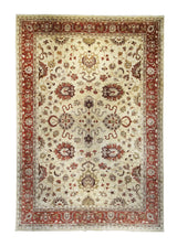 A23220 Oriental Rug Afghan Handmade Area Transitional 12'1'' x 17'9'' -12x18- Whites Beige Red Antique Washed Oushak Floral Design