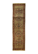 A23281 Persian Rug Bijar Handmade Runner Traditional 2'7'' x 9'4'' -3x9- Brown Red Geometric Design.jpg