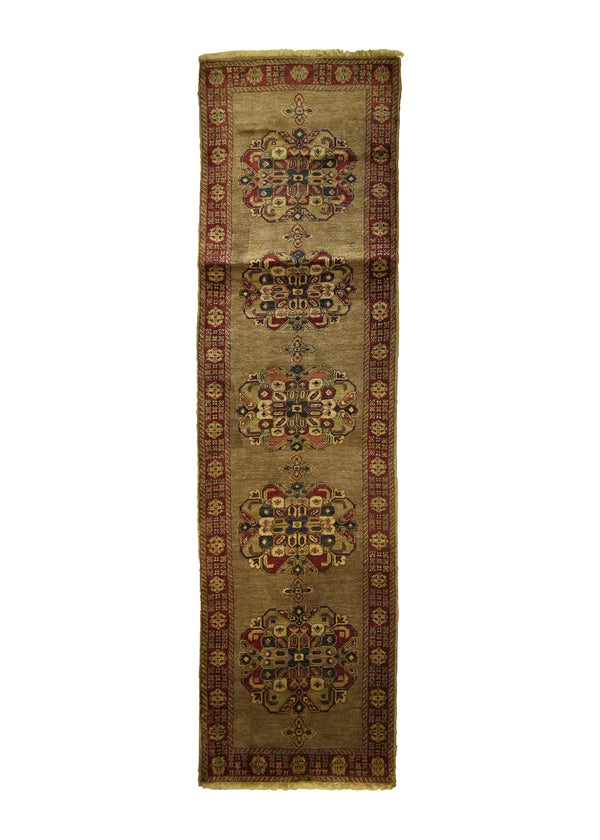 A23281 Persian Rug Bijar Handmade Runner Traditional 2'7'' x 9'4'' -3x9- Brown Red Geometric Design