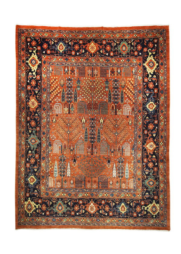 A23291 Persian Rug Bijar Handmade Area Traditional 9'12'' x 13'2'' -10x13- Red Blue Tree of Life Design