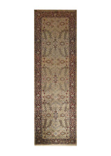 A23315 Oriental Rug Turkish Handmade Runner Transitional Traditional 2'8'' x 9'11'' -3x10- Whites Beige Red Floral Design