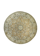 A23352 Oriental Rug Pakistani Handmade Round Transitional 7'10'' x 7'10'' -8x8- Orange Green Antique Washed Oushak Design