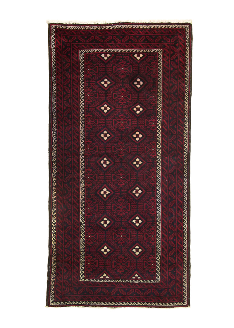 A23436 Persian Rug Baloch Handmade Area Tribal 3'9'' x 7'9'' -4x8- Red Geometric Design.jpg