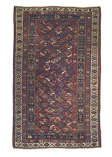 A23440 Persian Rug Afshar Handmade Area Tribal Vintage 4'5'' x 7'2'' -4x7- Red Whites Beige Geometric Design