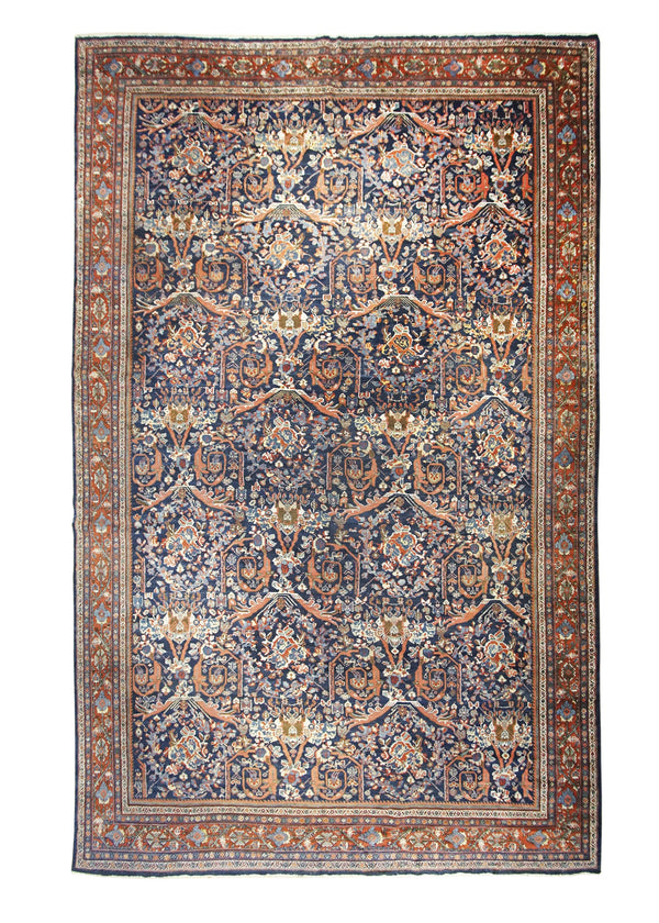 A23453 Persian Rug Mahal Handmade Area Tribal Antique 11'6'' x 17'6'' -12x18- Blue Red Mostofi Design
