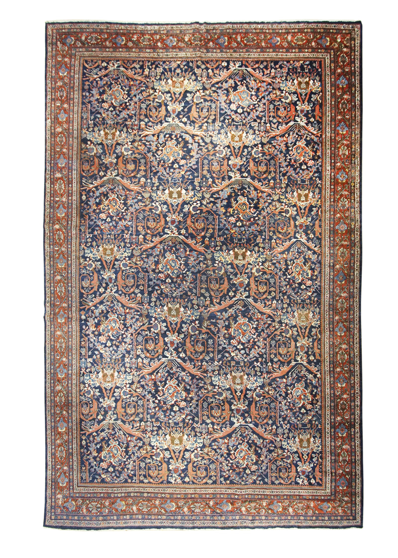 A23453 Persian Rug Mahal Handmade Area Tribal Antique 11'6'' x 17'6'' -12x18- Blue Red Mostofi Design