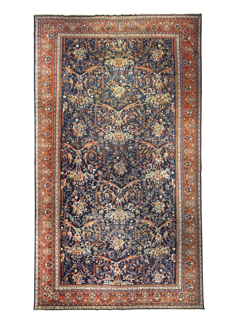 A23454 Persian Rug Mahal Handmade Area Tribal Antique 12'10'' x 22'0'' -13x22- Blue Red Mostofi Design