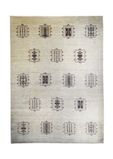 A23480 Persian Rug Gabbeh Handmade Area Tribal 8'5'' x 10'11'' -8x11- Whites Beige Geometric Open Design