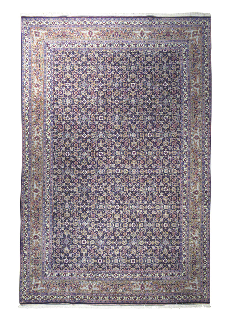 A23501 Persian Rug Tabriz Handmade Area Traditional 6'6'' x 9'6'' -7x10- Blue Red Mahi Fish Design