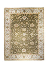 A23525 Oriental Rug Indian Handmade Area Transitional 8'12'' x 11'9'' -9x12- Green Yellow Gold Whites Beige Tea Washed Design