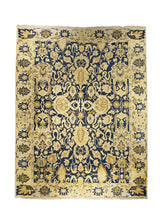 A23543 Oriental Rug Turkish Handmade Area Transitional 8'11'' x 11'3'' -9x11- Blue Whites Beige Yellow Gold Oushak Floral Design