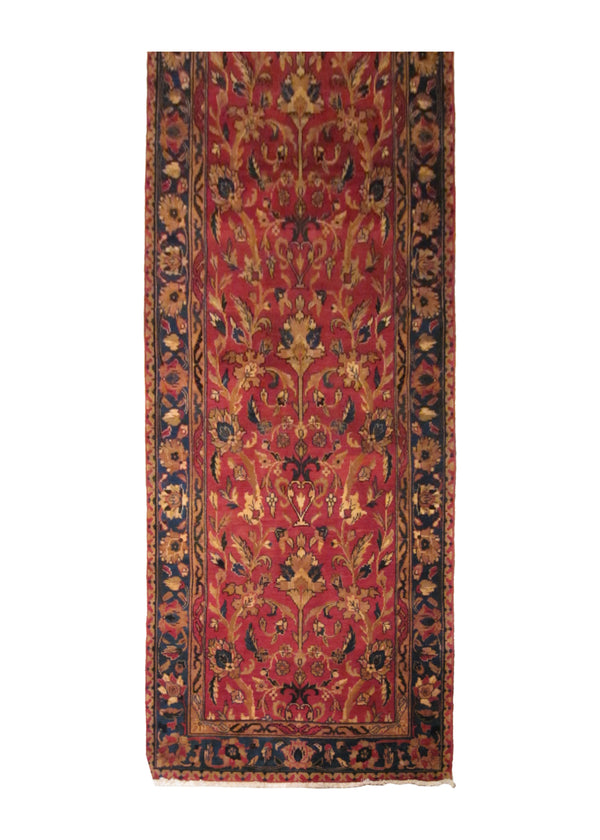 A23548 Oriental Rug Indian Handmade Runner Traditional 3'2'' x 9'9'' -3x10- Red Blue Floral Design