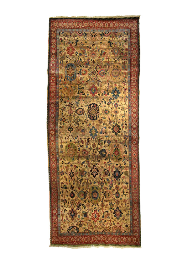 A23553 Oriental Rug Indian Handmade Runner Traditional 6'1'' x 14'11'' -6x15- Whites Beige Red Floral Design