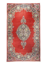 A23588 Persian Rug Lavar Kerman Handmade Area Traditional 9'9'' x 17'0'' -10x17- Red Blue Floral Open Field Design