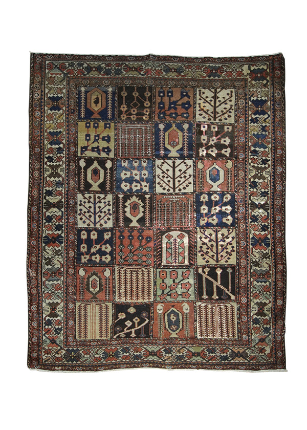 A23602 Persian Rug Bakhtiari Handmade Area Tribal Antique 4'8'' x 5'10'' -5x6- Red Blue Garden Design