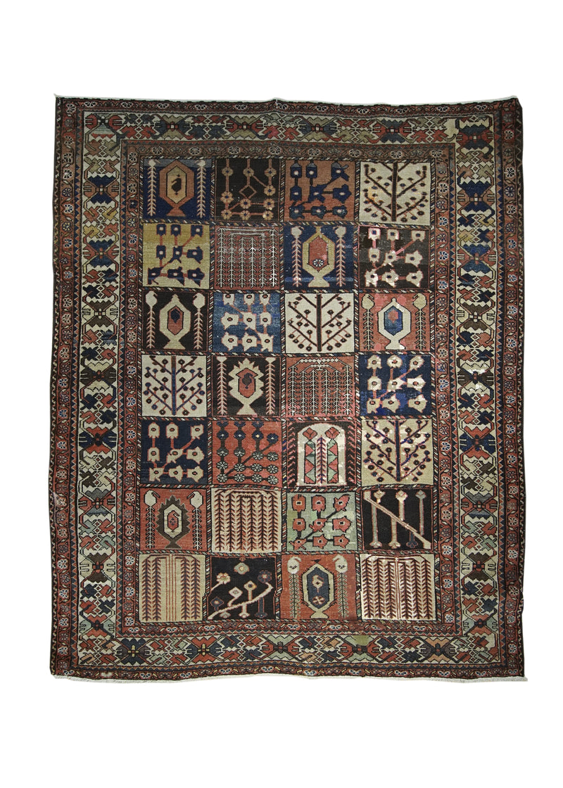 A23602 Persian Rug Bakhtiari Handmade Area Tribal Antique 4'8'' x 5'10'' -5x6- Red Blue Garden Design