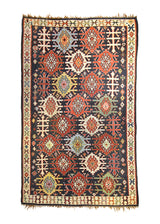 A23645 Caucasian Rug Handmade Area Antique Tribal 6'2'' x 9'9'' -6x10- Red Blue Kilim Geometric Design