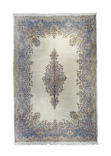 A23655 Persian Rug Kerman Handmade Area Traditional 10'1'' x 15'5'' -10x15- Whites Beige Blue Floral Open Field Design