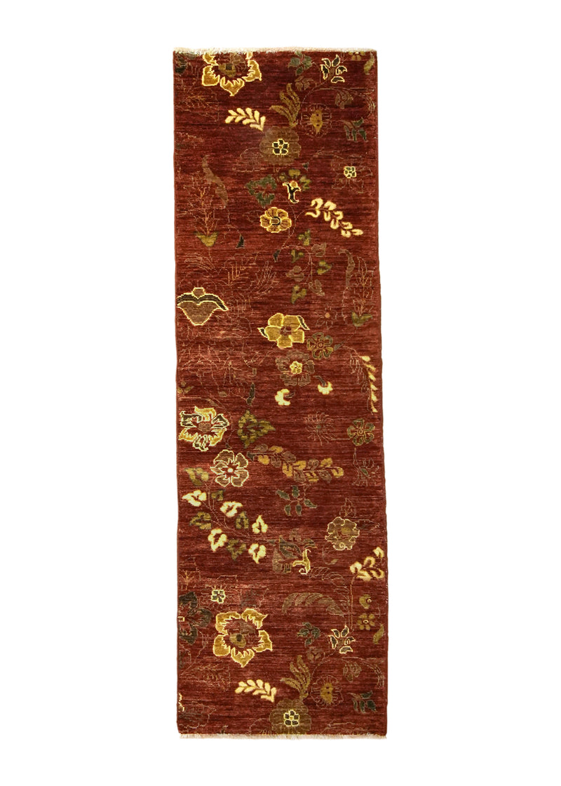 A23669 Oriental Rug Pakistani Handmade Runner Transitional 1'9'' x 5'8'' -2x6- Red Antique Washed Floral Design