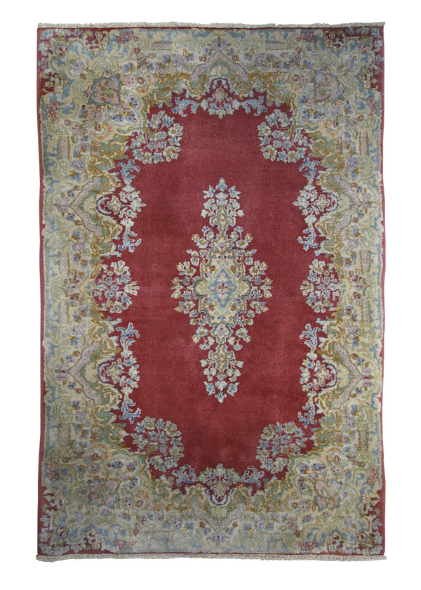 A23673 Persian Rug Kerman Handmade Area Traditional 3'10'' x 6'0'' -4x6- Red Open Field Design