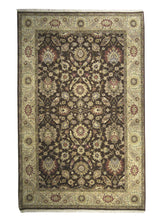 A23711 Oriental Rug Indian Handmade Area Transitional 5'10'' x 9'1'' -6x9- Brown Whites Beige Tea Washed Design