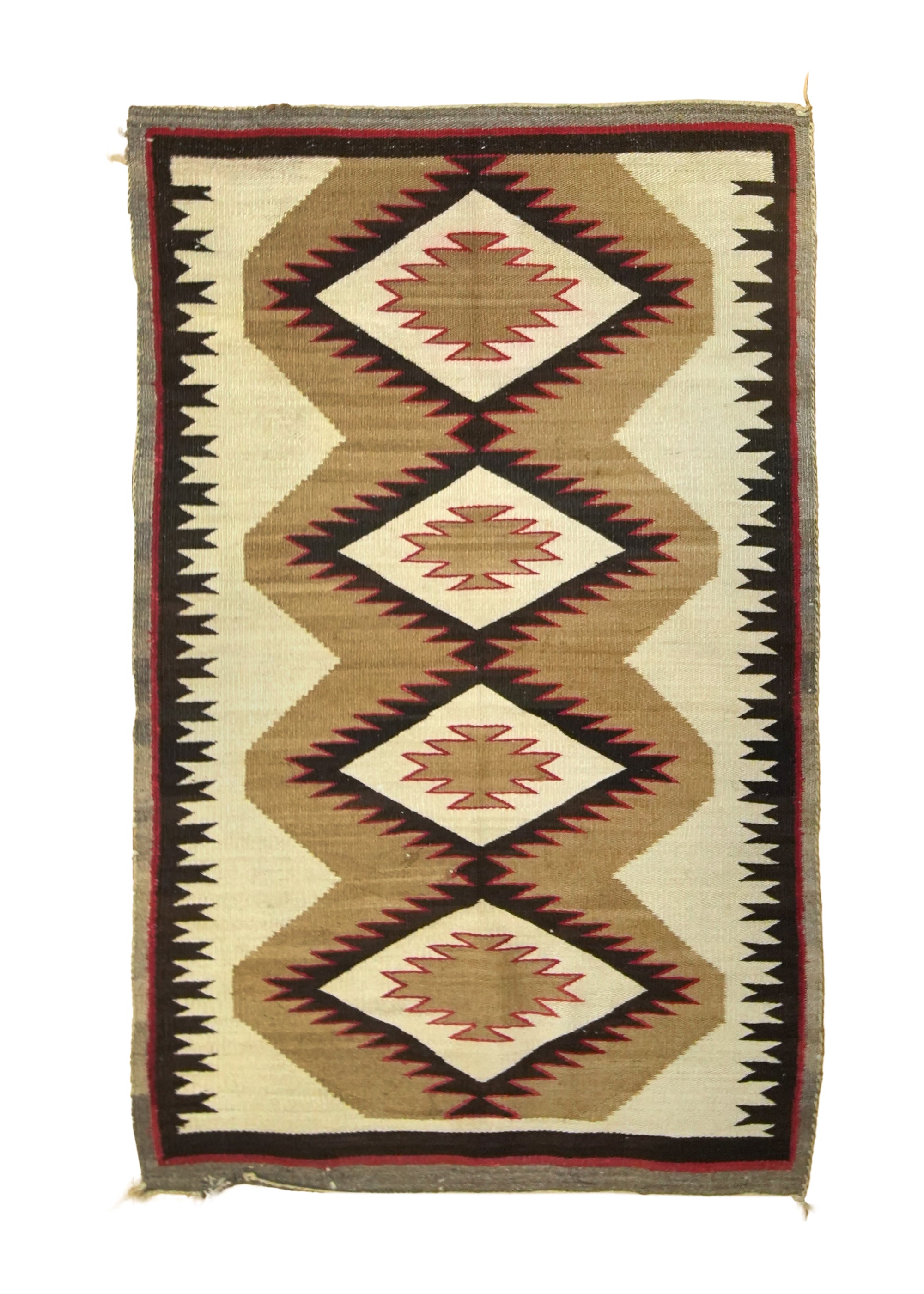 Native American Rug Navajo Handmade Area Tribal Antique 3'0