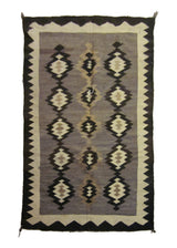 A23725 Native American Rug Navajo Handmade Area Tribal Antique 3'8'' x 5'8'' -4x6- Gray Whites Beige Brown Geometric Design
